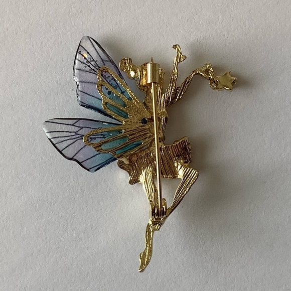 Blue Winged Garden Fairy Brooch - Picture 5 of 6